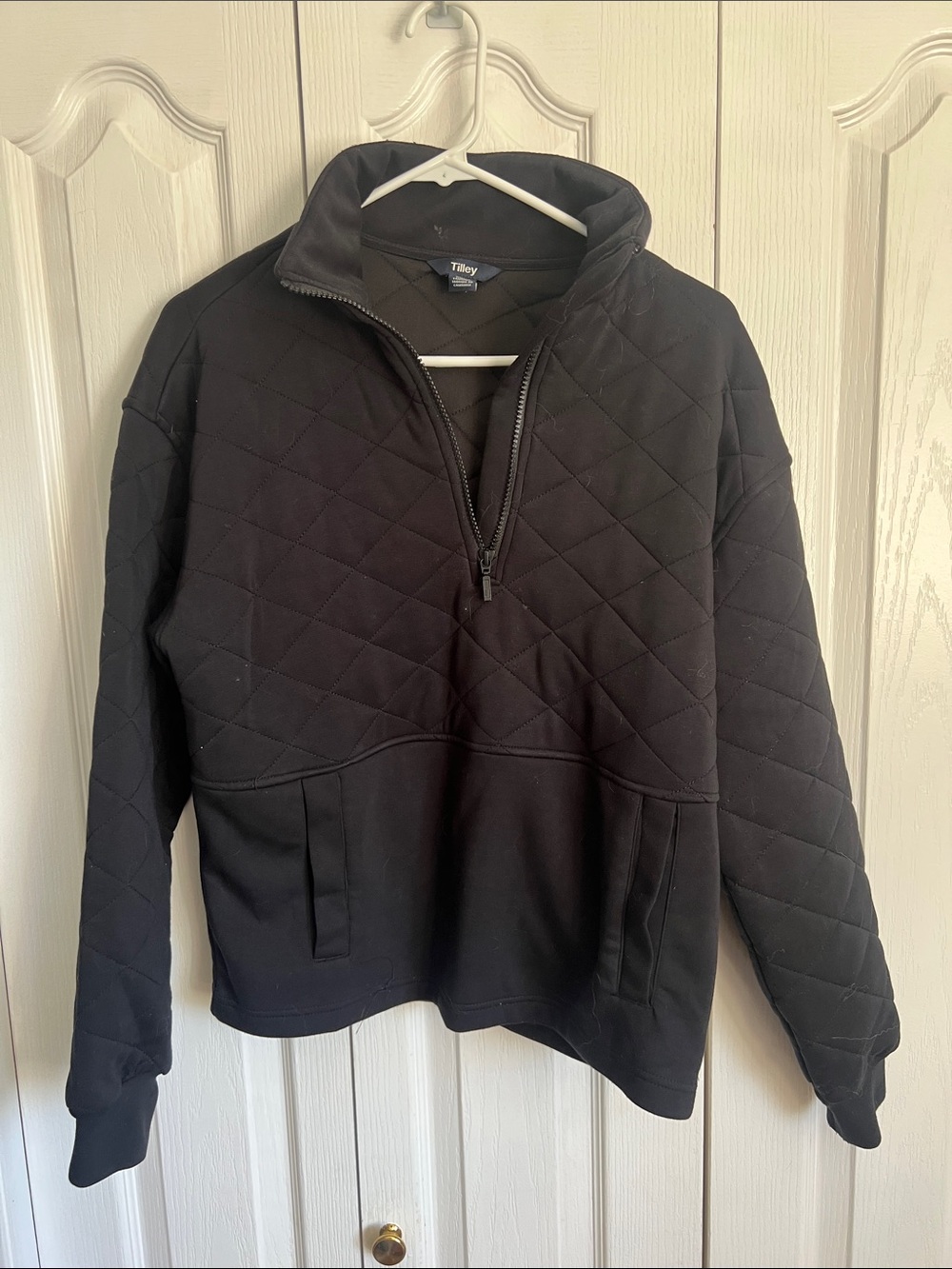 Tilley Black Quilted Half-Zip Pullover for Women